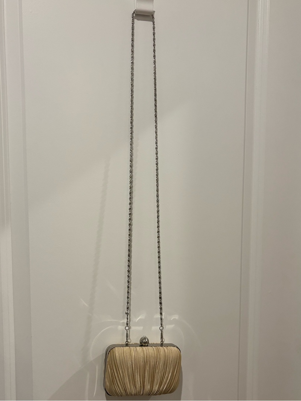 Vintage Jacqueline Ferrar Clutch Pleated Rhinestone Clasp Boho Box Purse 6x4